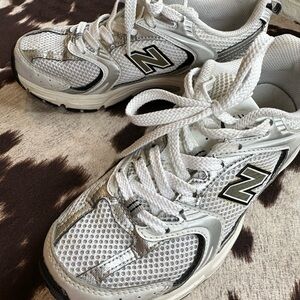 New Balance Mesh White and Gray Running Shoes